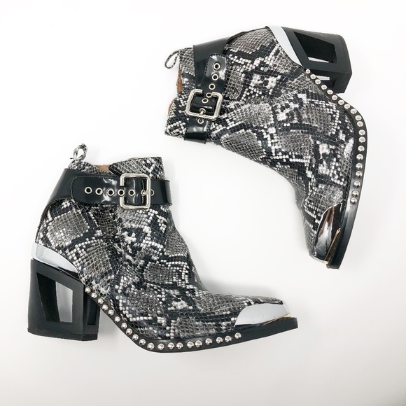 cut out snakeskin booties